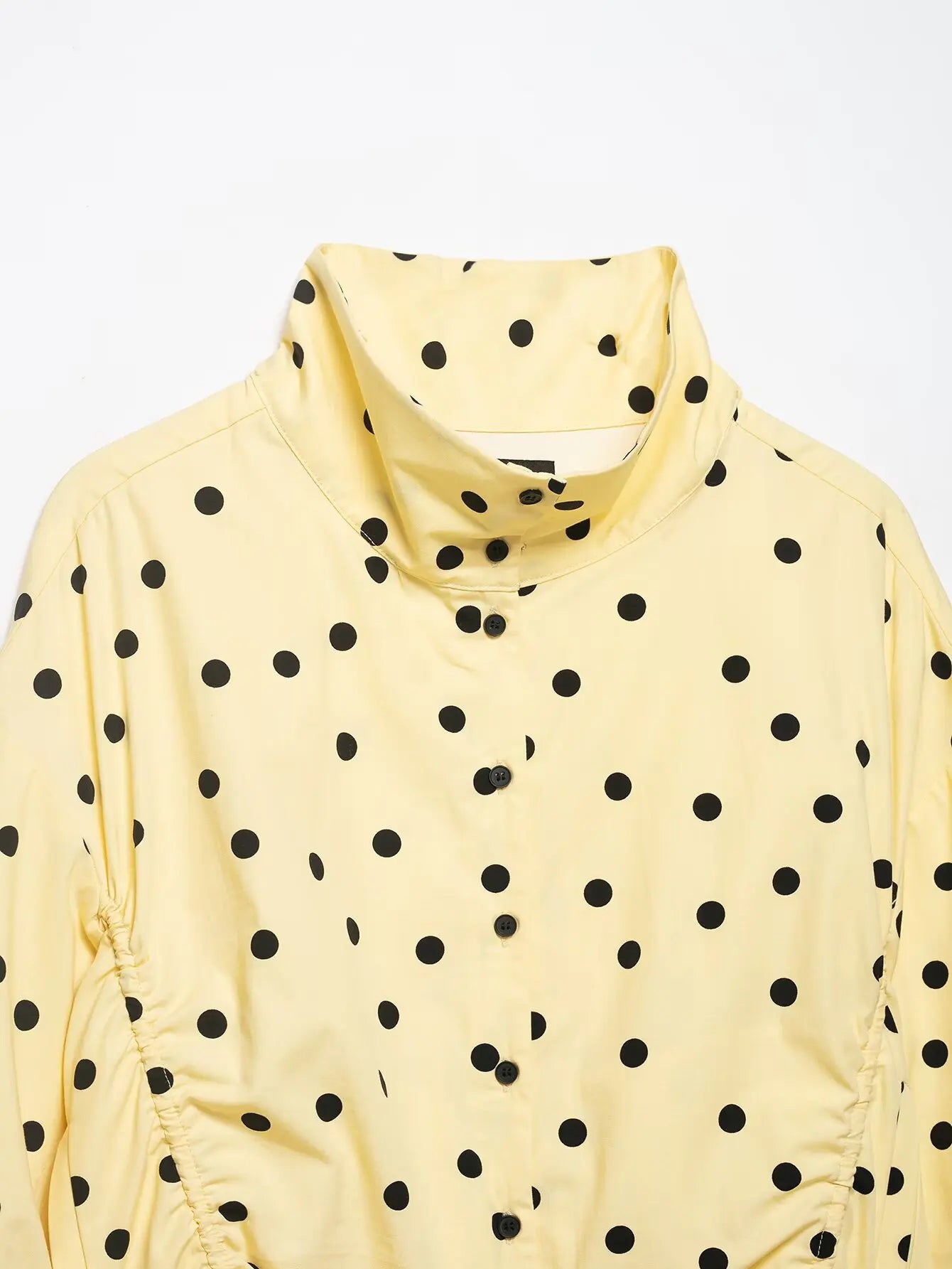 Women's Polka Dots Jacket with Tie New 2026 Spring Long Sleeve High Collar Loose Women Versatile Short Coats Chic Female Jackets