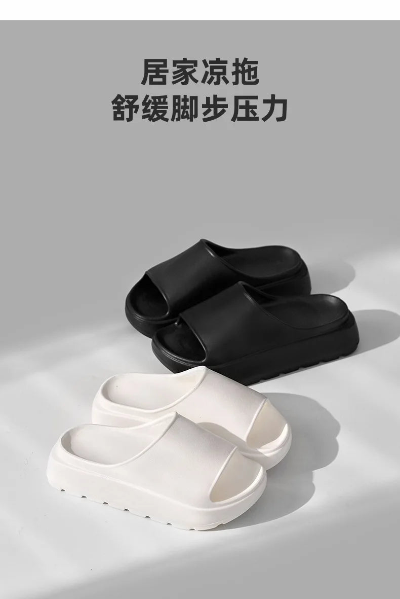 Comwarm Women Platform Slippers Soft EVA Thick Sole Sandals Fashion High Bottom Flat Heel Slippers Non-slip Casual House Slides