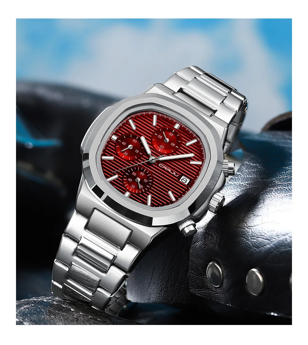 CRRJU Luxury Man Watch Business Waterproof Male Clock Luminous Date Stainless Steel Square Quartz Men Watch reloj hombre 2024