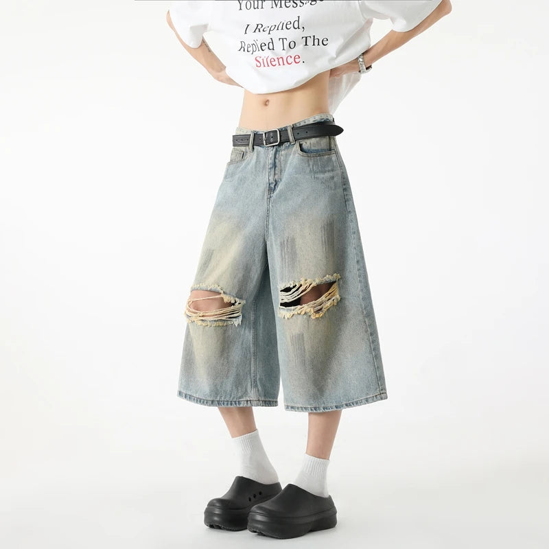 Retro Distressed Denim Jorts