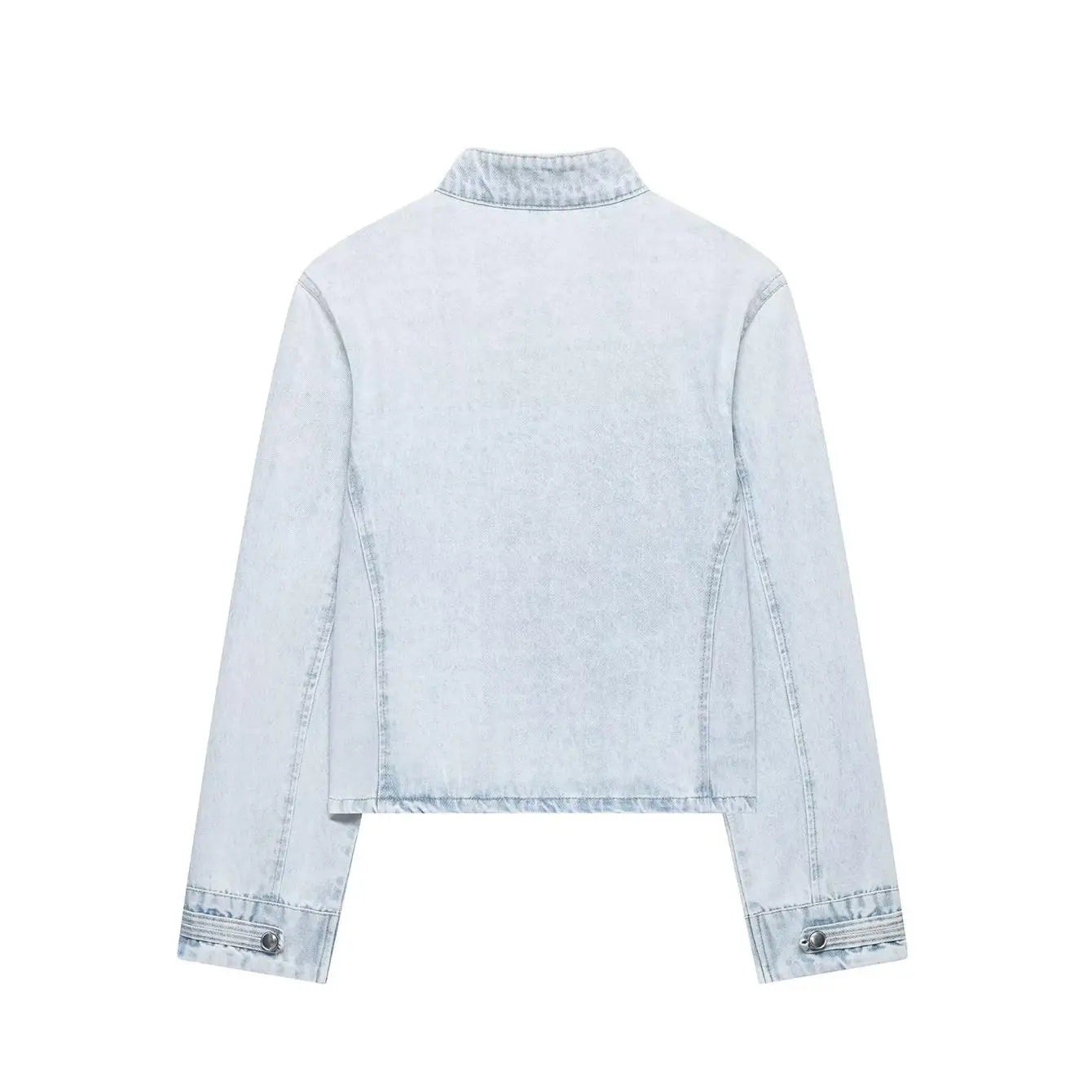 New Vintage Denim Jacket For Women Solid Round Neck Slim Fit Short Jackets 2026 Spring Lady Daily High Street Outerwears