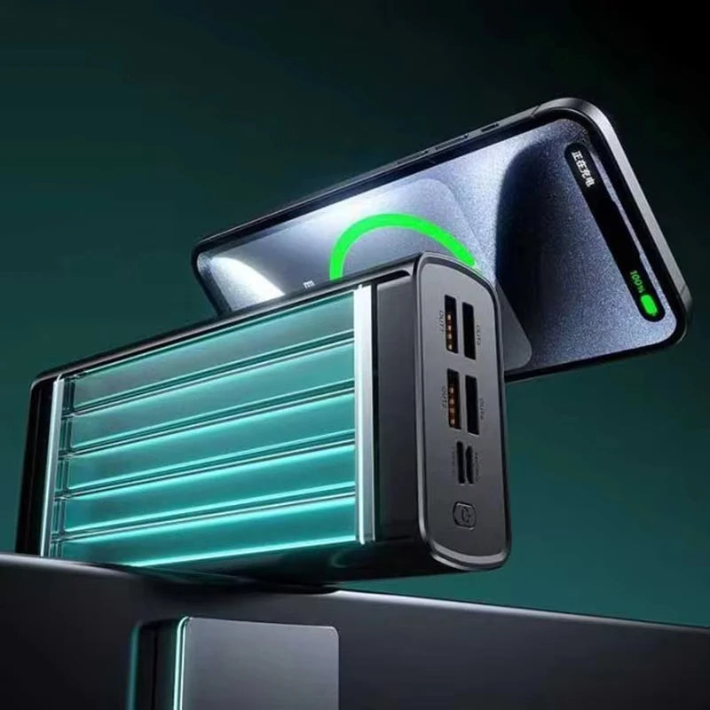 Lenovo 500000mah 140w Outdoor Large Capacity Power Bank Fast Charging External Spare Battery With Led Light Universal Multi New