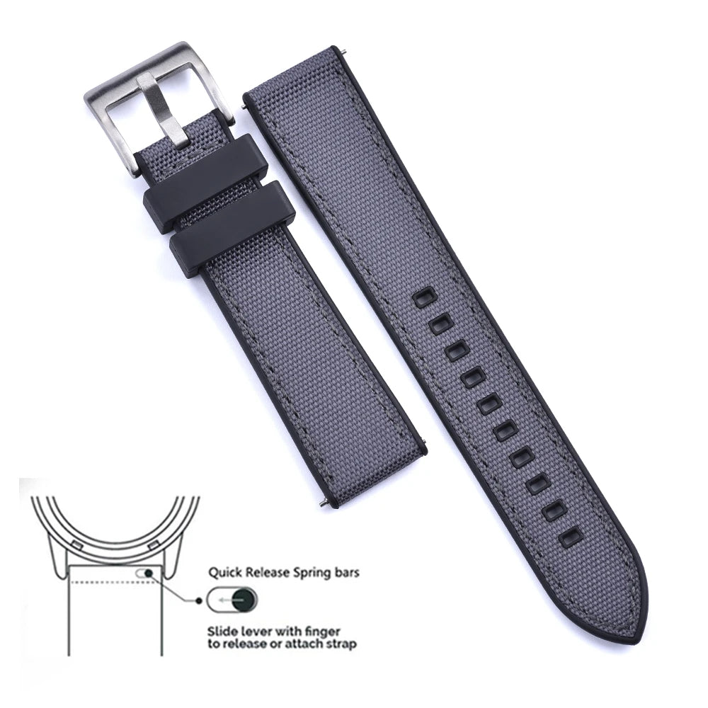 MIG & MIK STYLE™ Hybrid FKM Canvas Watch Strap