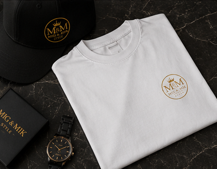 M&M Club Vintage Logo T‑Shirt — Minimal Gold Crest Cotton Tee