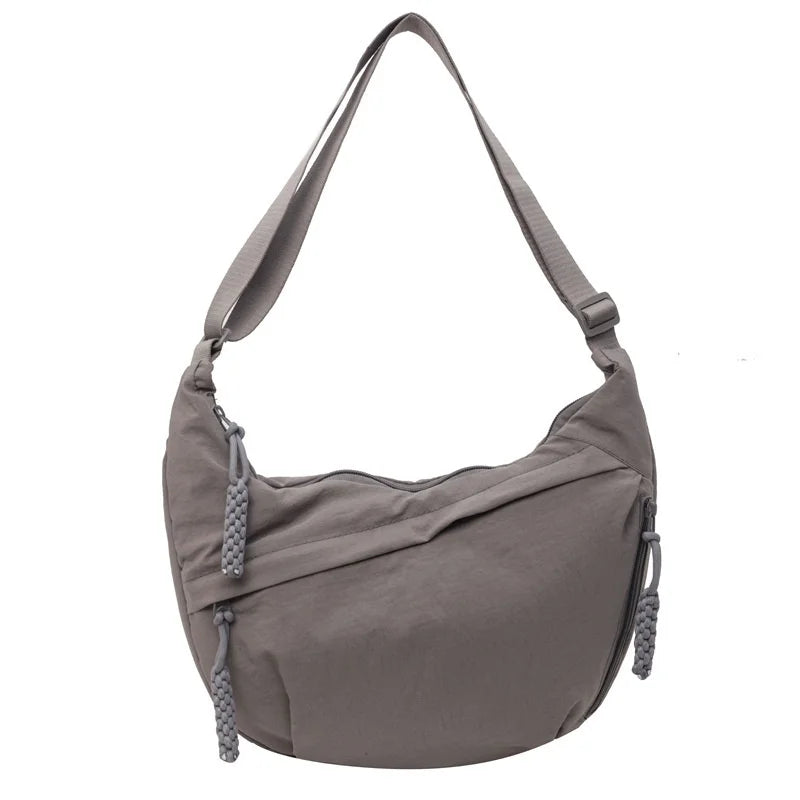 New Fashion Canvas Crossbody Bags Korean Simplified Shoulder Bag Large Capacity Sports Hobos Bag Solid Color Dumpling Bag