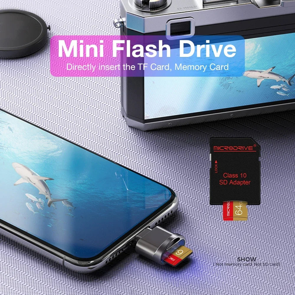 Micro TF Card Reader for iPhone iPad, OTG Adapter Supports iOS 13, Memory Card Reading Viewer