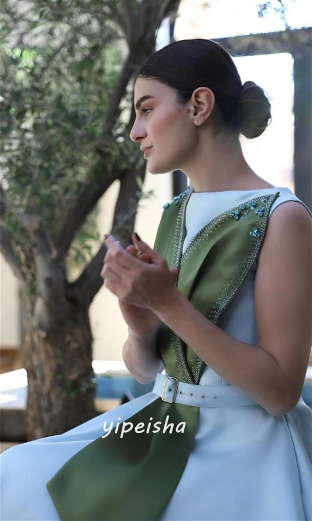 Customized Jiayigong  Classic Modern Style Formal Evening O-Neck A-line Beading Drapeds Bespoke Occasion Dresses