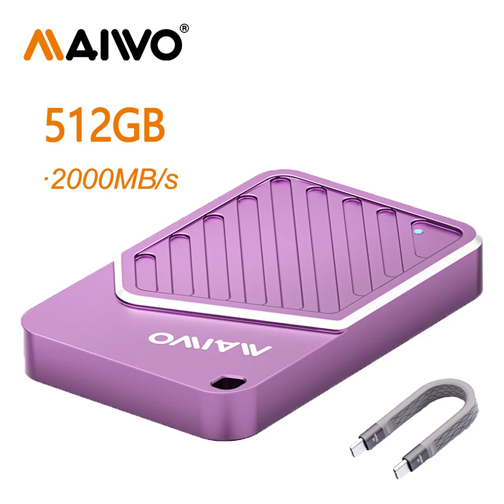 Maiwo 2000MB/s SSD External SSD 512G 12T Magnetic Portable PSSD for iPhone 16 15 Pro/Max ProRes 4K ProRes HDR Record and Portabl