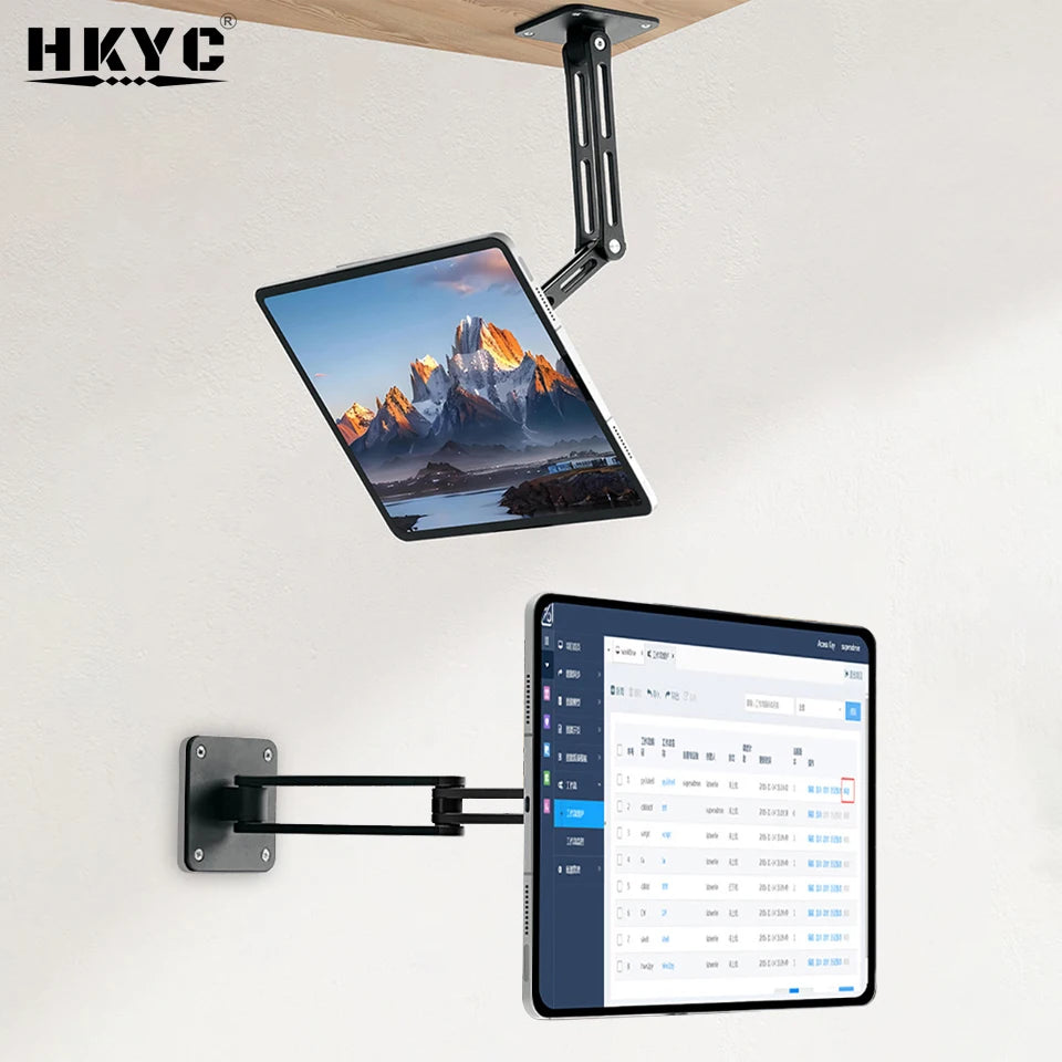 HKYC Tablet Wall Mount 360°Rotation Tablet Holder Stand Kitchen Wall Mount Compatible with iPad/iPhone/All 4.7-13 Inch Tablet