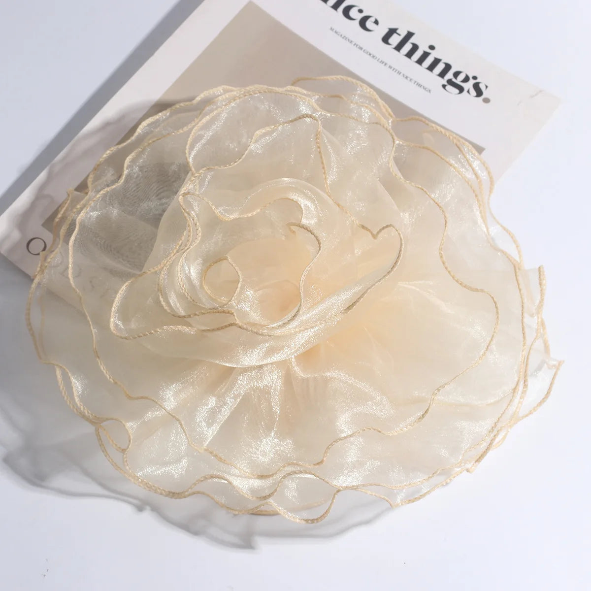 Photography 3D Large Fabric Flower Brooch Exaggerated Lace Clothing Patch Handmade Pin Clothes Appliques Stage Performance