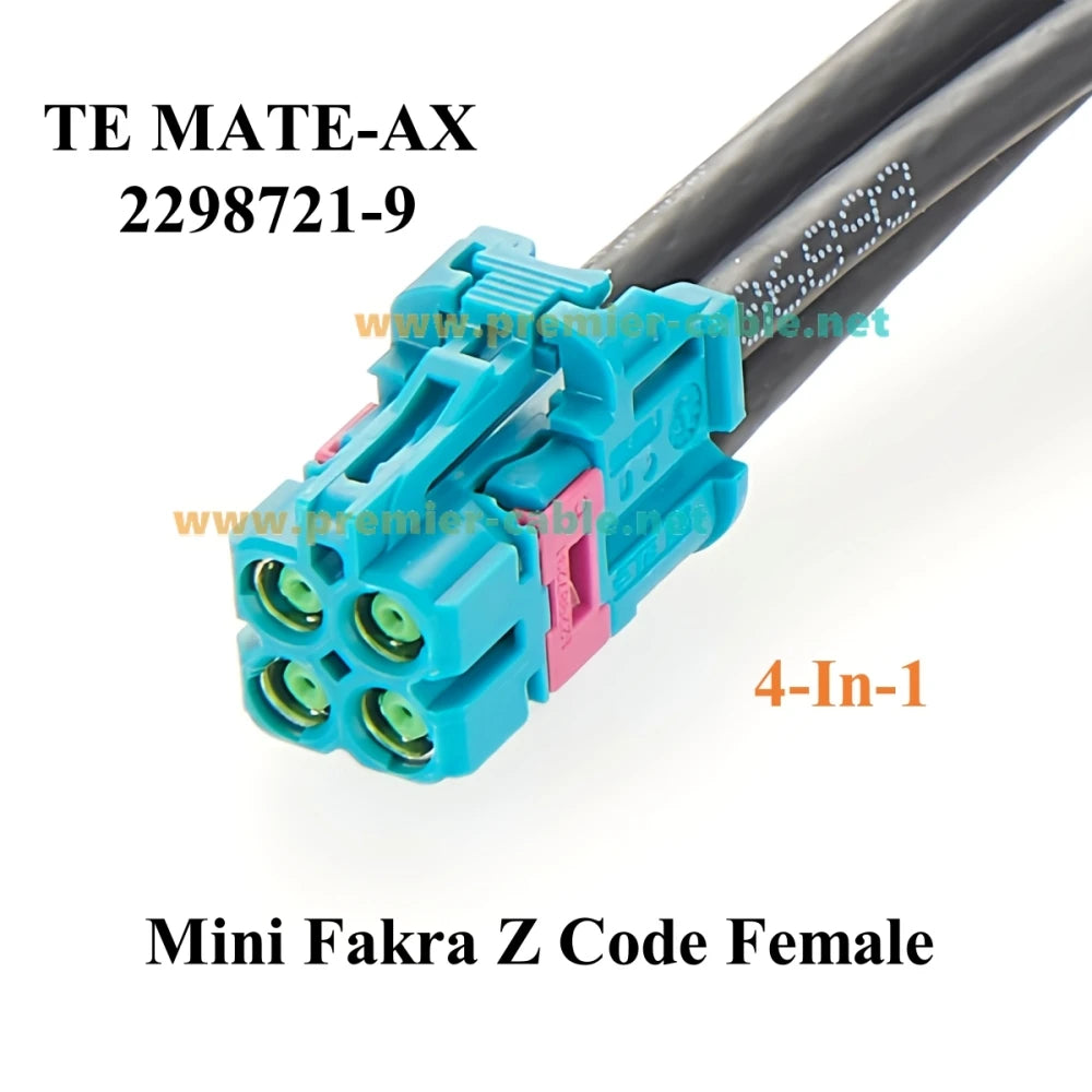 Quad TE Mate-AX Mini FAKRA to FAKRA Automotive Splitter Cable 2298721-9 to 2-2326910-0 GMSL2 Camera Cable for NVIDIA Drive AGX