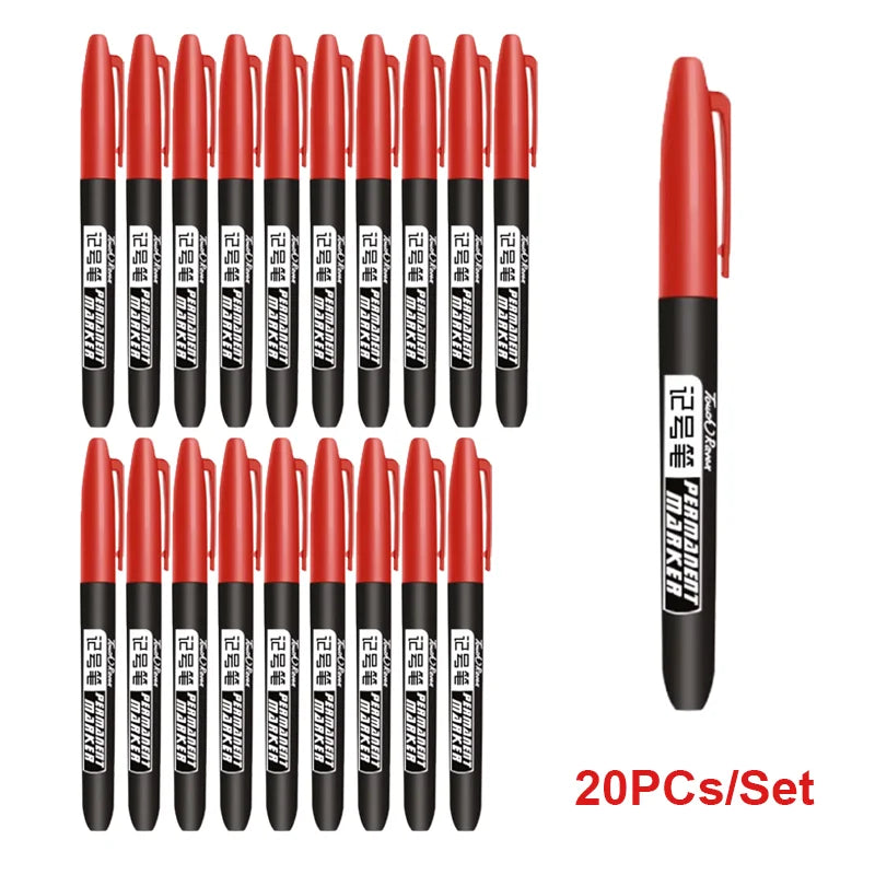 6PCs/Set Permanent Marker Pen Fine Point Waterproof Markers Thin Nib Crude Nib Black Blue Red Ink 1.5mm Fine Color Marker Pens