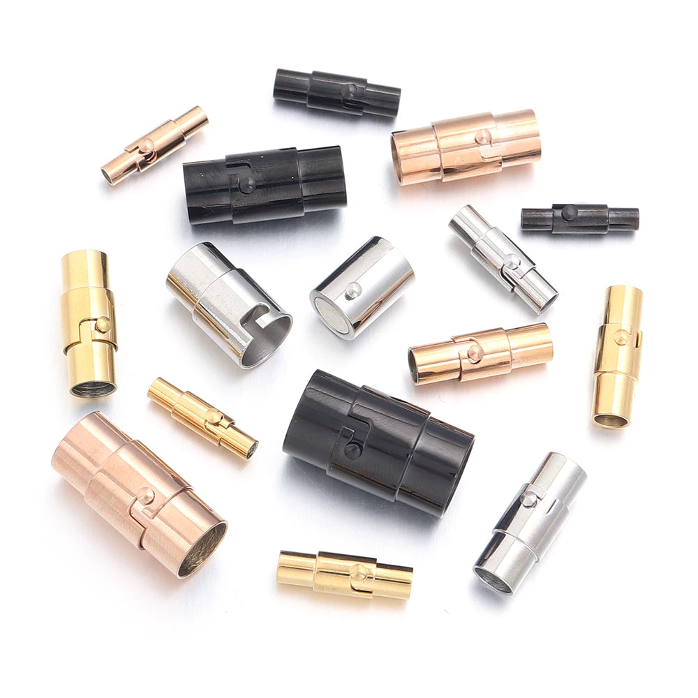 Stainless Steel Strong Magnetic Clasps Leather Cord End Clasps Hooks Connectors For DIY Jewelry Making Bracelet Necklace