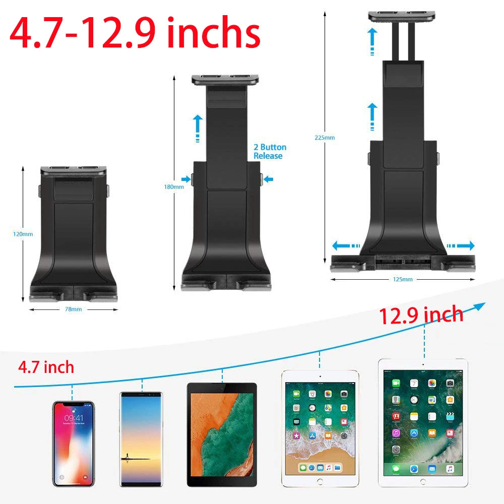 tablet holder for Microphone stand ABC plastic mobile phone mount for Apple Ipad for Iphone 4.5-12.9'' ereader kindle car mount