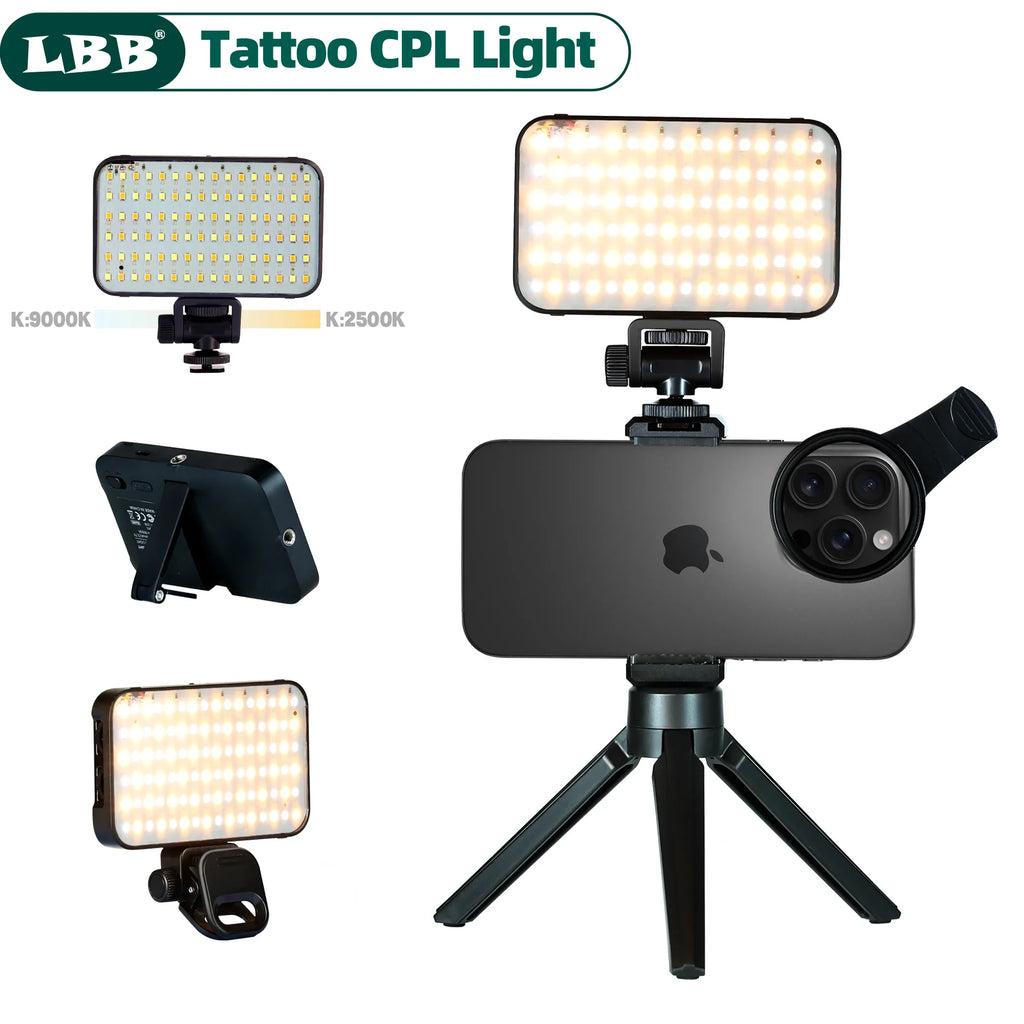 LBB High Quality Reduce Reflected Tattoos Light 96 LED Selfie Light with 52mm Polarizing CPL Lens for Cellphone Lens Tattoo Art