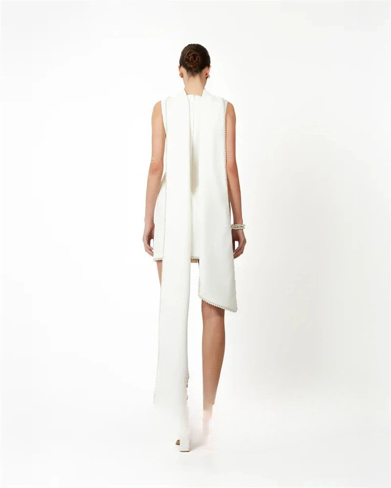 MIG & MIK STYLE™ Elegant Pearl Shawl Mini Wedding Dress