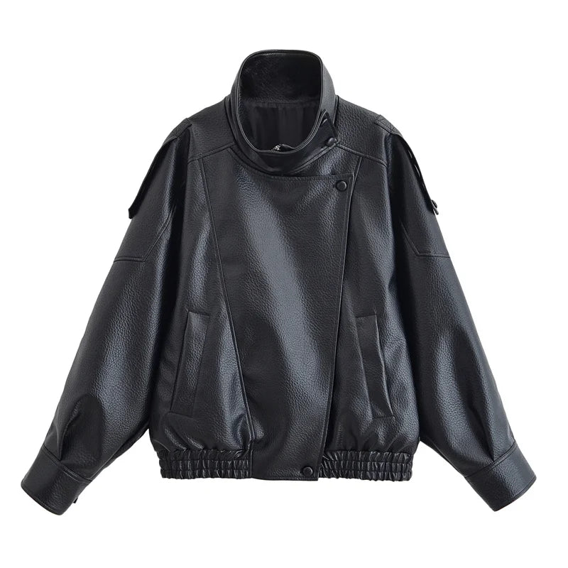 MIG & MIK STYLE™ Pebble Faux Leather Motorcycle Jacket