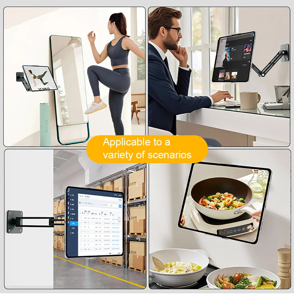 HKYC Tablet Wall Mount 360°Rotation Tablet Holder Stand Kitchen Wall Mount Compatible with iPad/iPhone/All 4.7-13 Inch Tablet