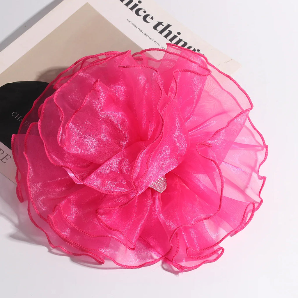 Photography 3D Large Fabric Flower Brooch Exaggerated Lace Clothing Patch Handmade Pin Clothes Appliques Stage Performance