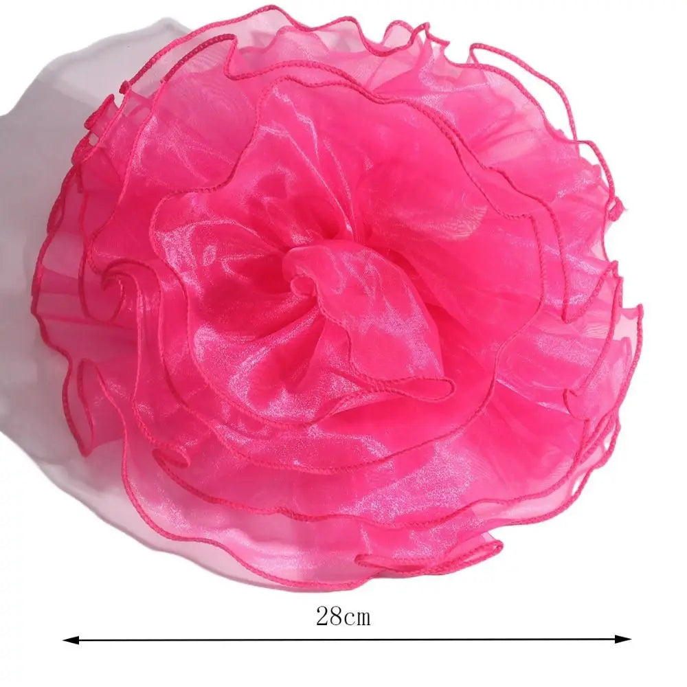 Photography 3D Large Fabric Flower Brooch Exaggerated Lace Clothing Patch Handmade Pin Clothes Appliques Stage Performance