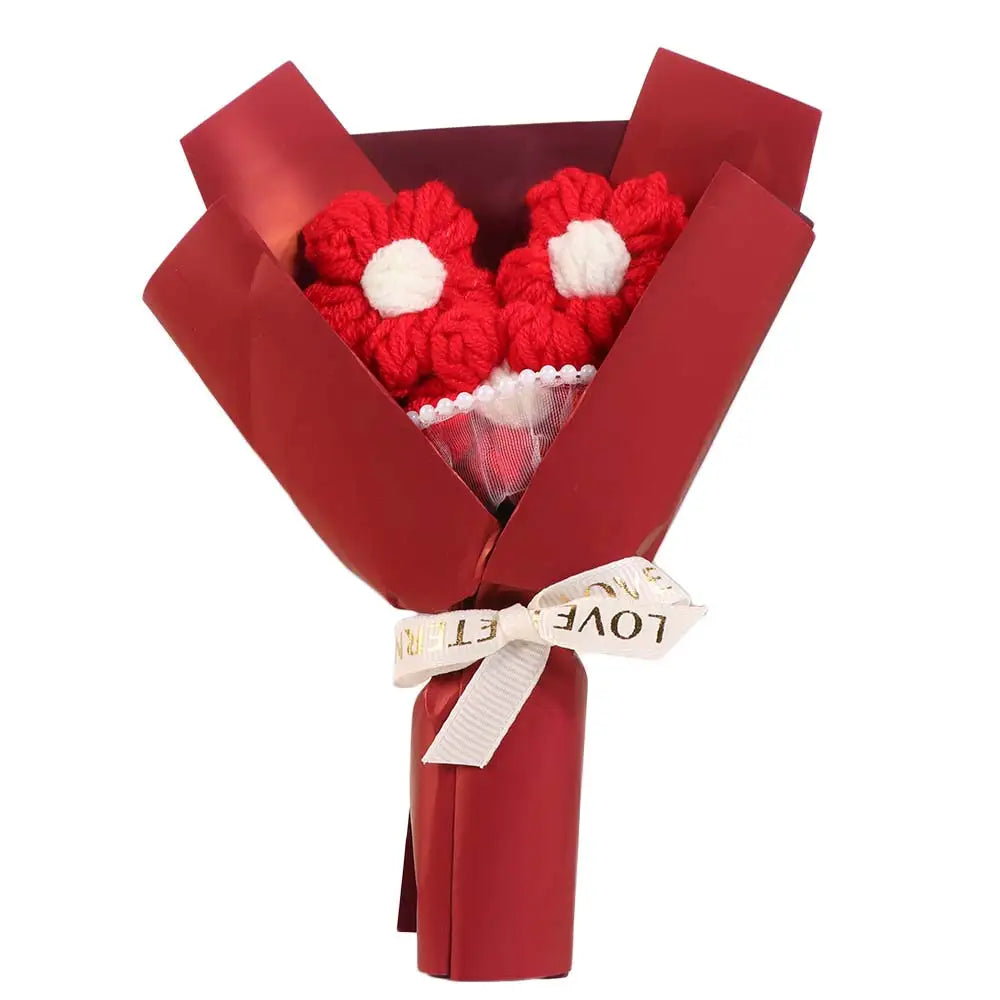 Fake Flowers Crochet Flowers Knitted Flower Hand Woven Artifiical Folwer Bouquet Sweet Funny Artificial Flower Potted Plant