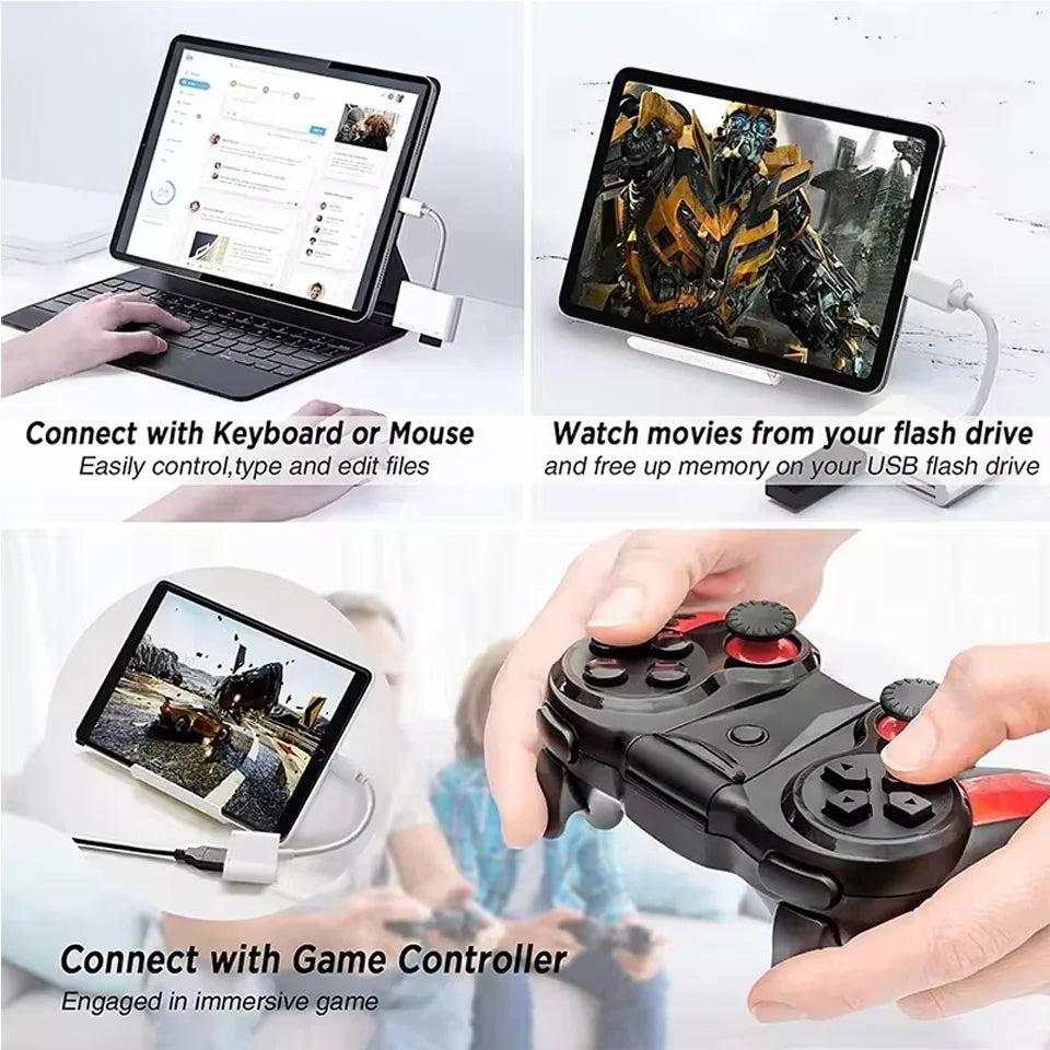 3 In 1 SD TF Card Reader For Apple iPhone 14 12 13 11 Pro Max XR XS USB C Camera Converter For iPad Android Laptop OTG Adapter