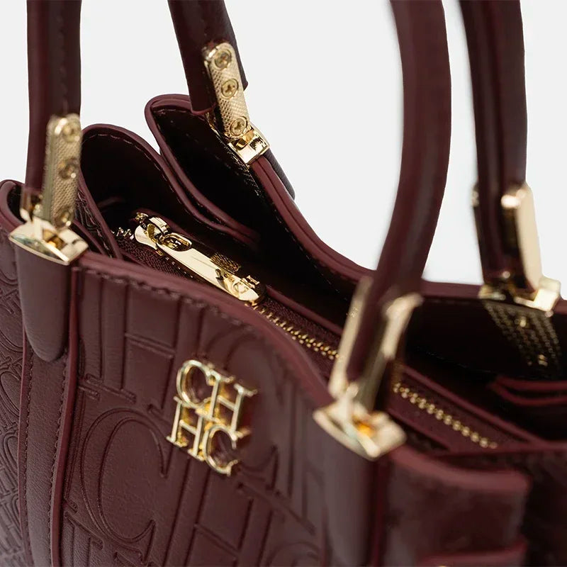 MIG & MIK STYLE™ Monogram Embossed PU Leather Tote Bag