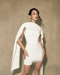 MIG & MIK STYLE™ Elegant Pearl Shawl Mini Wedding Dress