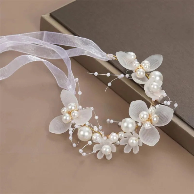 Wrist Flower Artificial Pearls Bridesmaid Children Hand Flower Marriage Beautiful Bride Wedding Bracelets Girls Romantic
