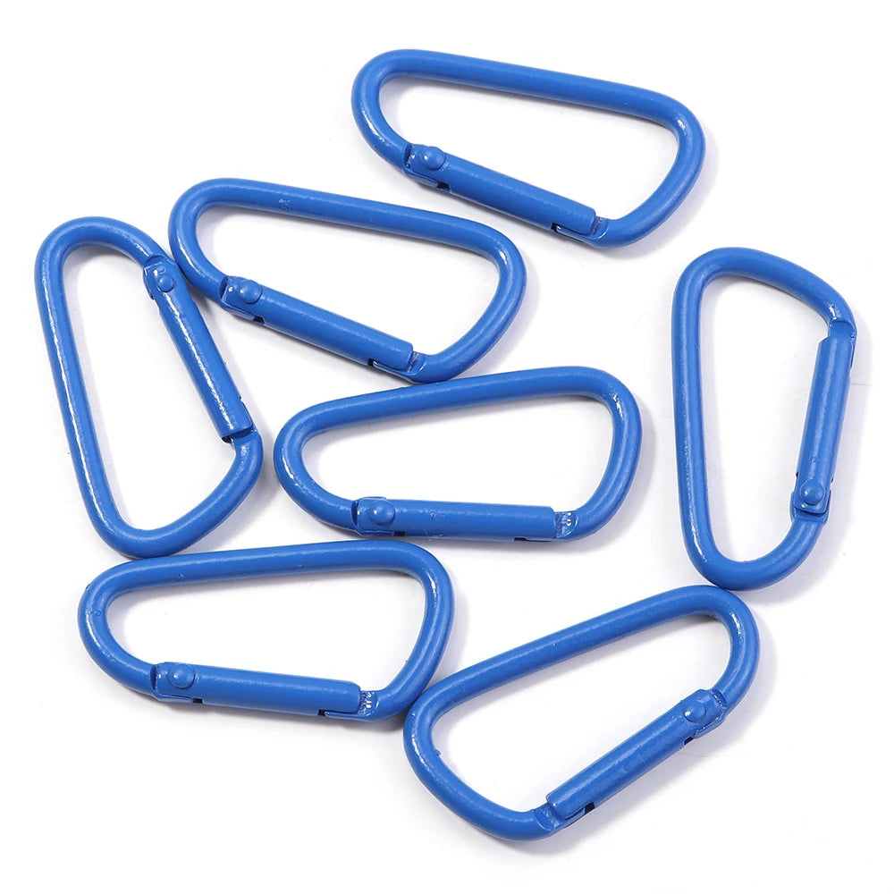 10pcs Colorful Carabiner Clip Alloy Keychain Clasps Hook 45X24mm D-ring Spring Snap Buckle For DIY Jewelry Making Accessories