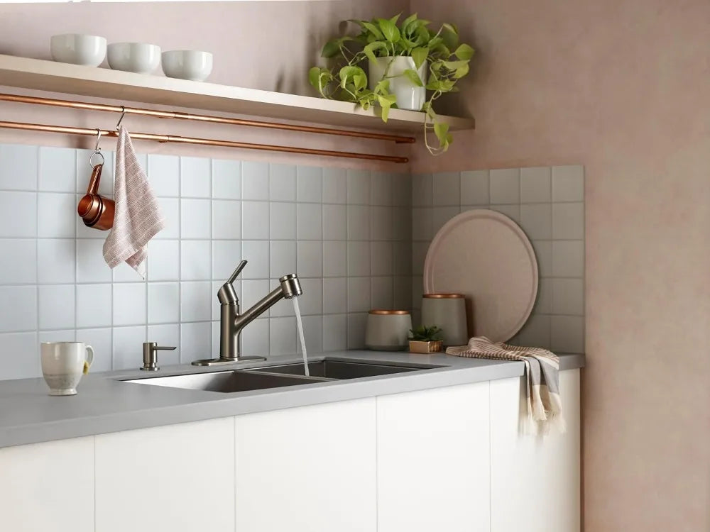 Single-Handle Pull-Out Kitchen Faucet with Soap Dispenser, Power Clean, Spot Resistant