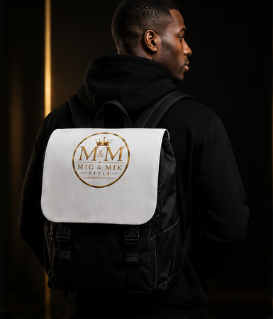 MIG & MIK STYLE Signature Luxury Backpack – Black & White Gold Edition