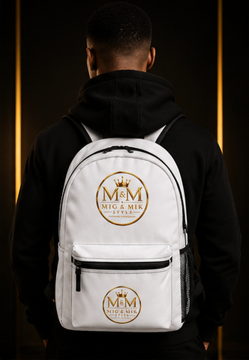 MIG & MIK STYLE Premium Backpack – White & Gold Edition
