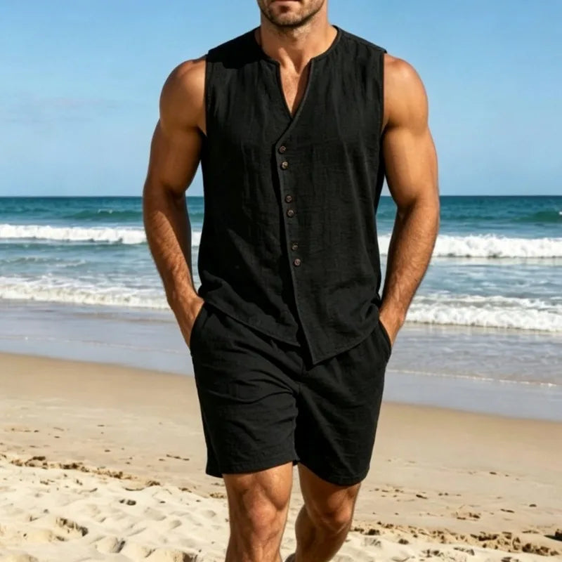 Men's Linen Vest & Shorts Set — MIG & MIK STYLE™