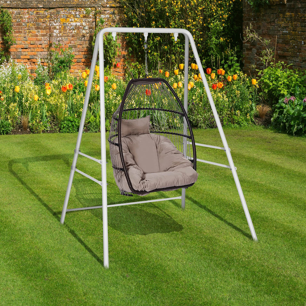 133*137*180cm Wrought Iron Four-Legged Standing 200kg Three Rings Hanging Chair Frame White