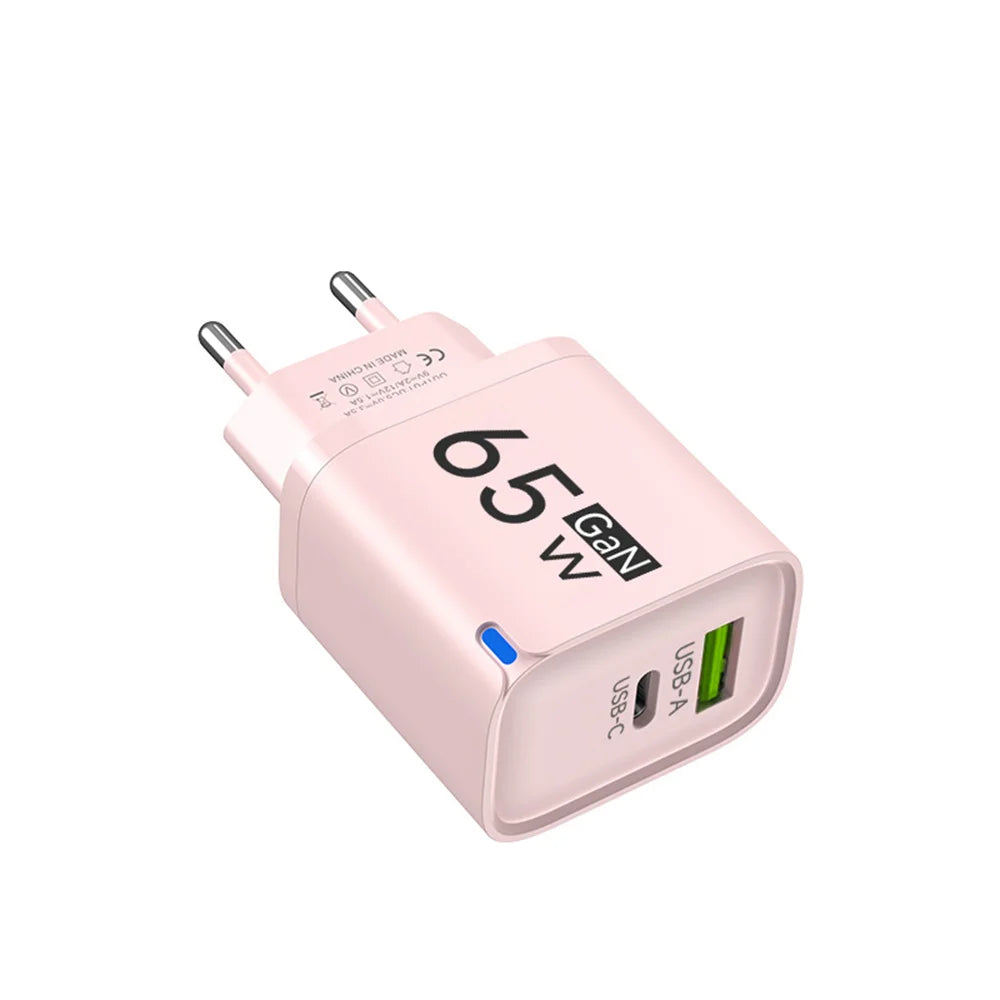 65W GaN Fast Charge Phone Charger For iPhone 14 13 Xiaomi Huawei Samsung Oneplus Fast Charging Mobile Phone Wall Power Adapter