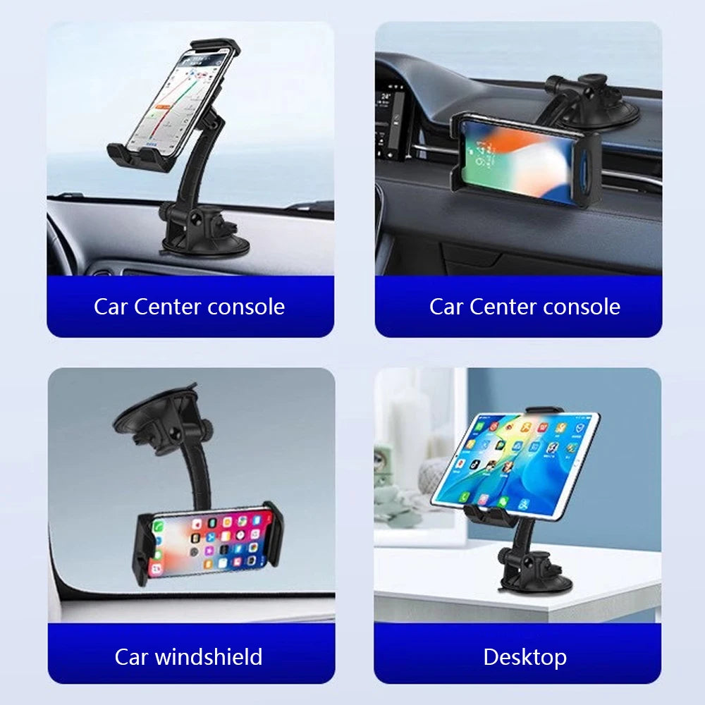 7-13 inch Tablet PC Universal Car Windshield Suction Mount Holder Stand for iPad Pro iPhone 12 11 Rotary Free Washable Base Disc