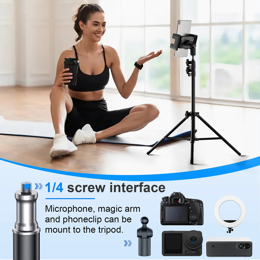Tripod Floor Tablet Stand Holder for IPad Stand 8'' 9.7'' 10.1'' Pro 12.9 for Iphone 11 12 Samsung Cell Phone Height Adjustable