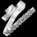 Luxury 41.5cm Rhinestone Wedding Belt High Quality Crystal Bridal Sash Silver Flower Applique for Evening Party Gown Prom Dress