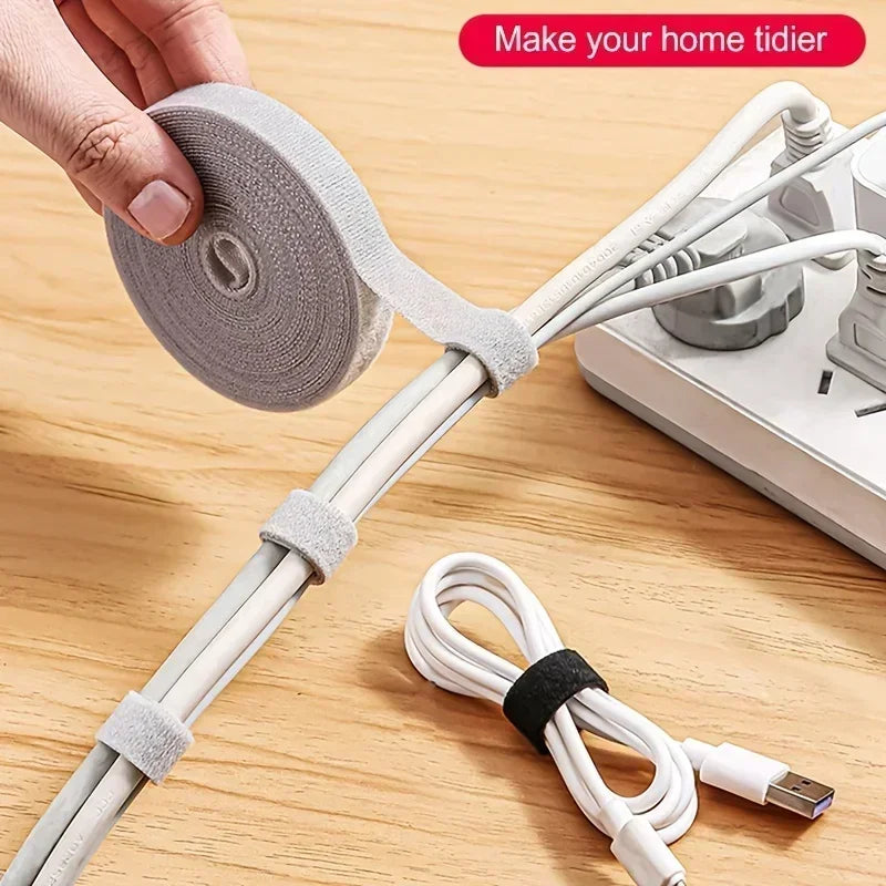 1PC 10mm 5m Data Cable Management Cable Tie Reusable Removable Multi-purpose Wire Organizer Data Cable Storage Tape Plant Fixati