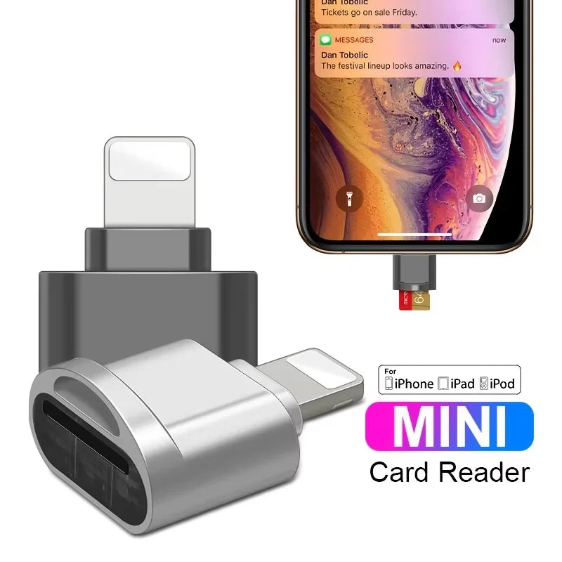 Micro TF Card Reader for iPhone iPad, OTG Adapter Supports iOS 13, Memory Card Reading Viewer