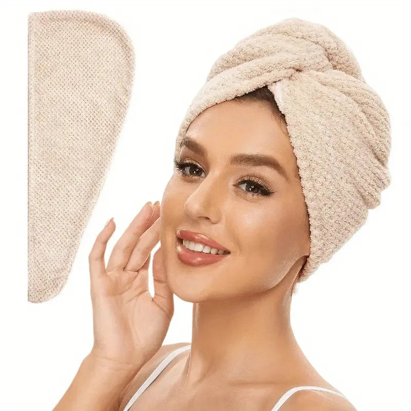 Solid Premium Microfiber Hair Head Towel Wrap For Women Quick-Drying, Super Absorbent Soft Microfiber Hair Turban Comfortable