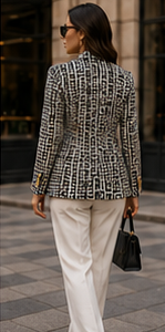 Luxury Geometric Double-Breasted Blazer