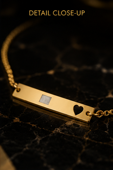 Engravable Heart Cutout Bar Bracelet — Adjustable Rose/Gold Personalized Jewelry