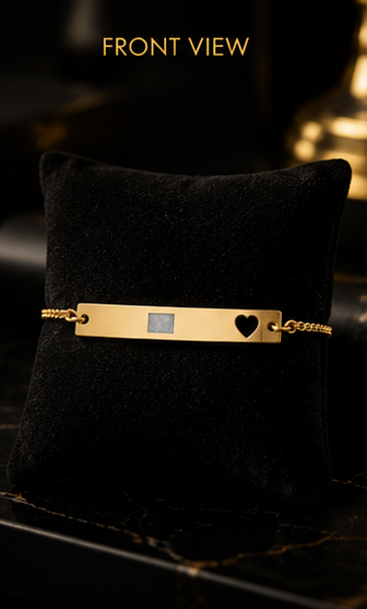 Engravable Heart Cutout Bar Bracelet — Adjustable Rose/Gold Personalized Jewelry