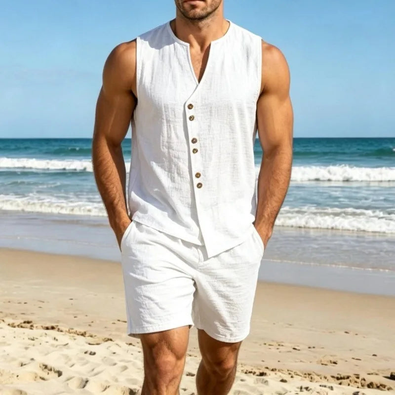 Men's Linen Vest & Shorts Set — MIG & MIK STYLE™