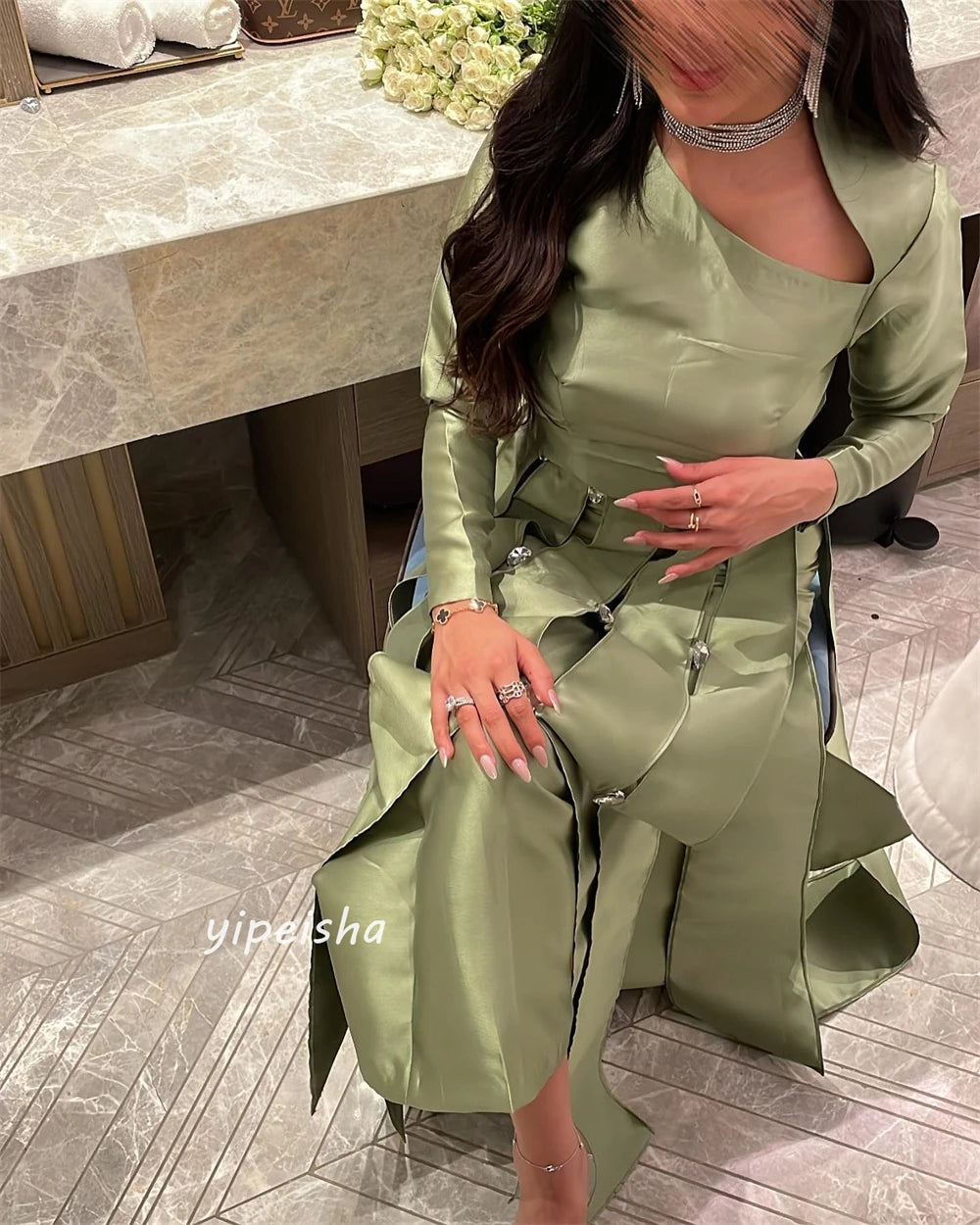 Customized s Ruched Graduation A-line Jewel Bespoke Occasion Gown Long Dresses