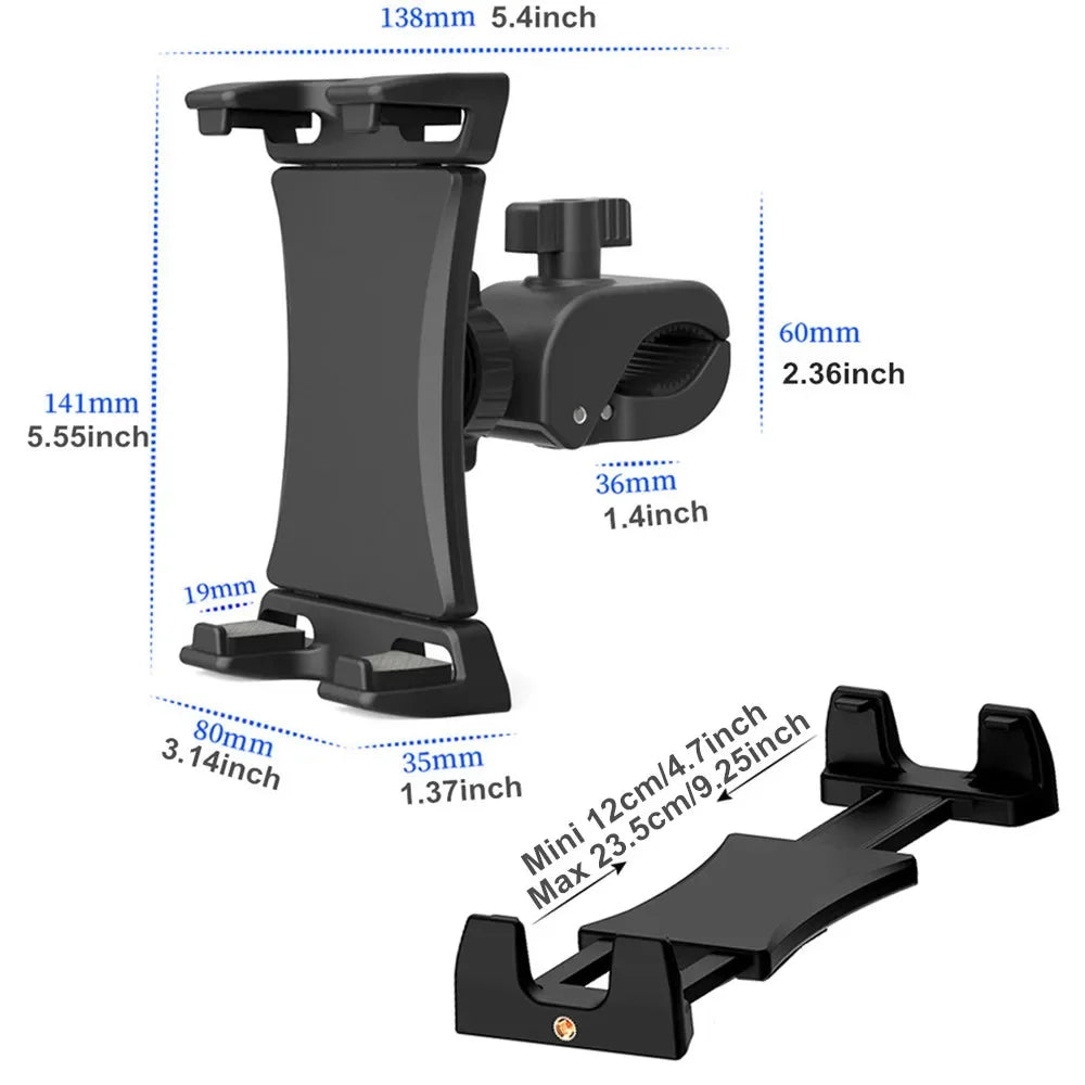 Clamp Tablet Holder for Indoor Exercise Equipment Bike Phone Bracket Mount for iPad Pro 12.9 Air Mini Galaxy Tabs iPhone 4.7-13”
