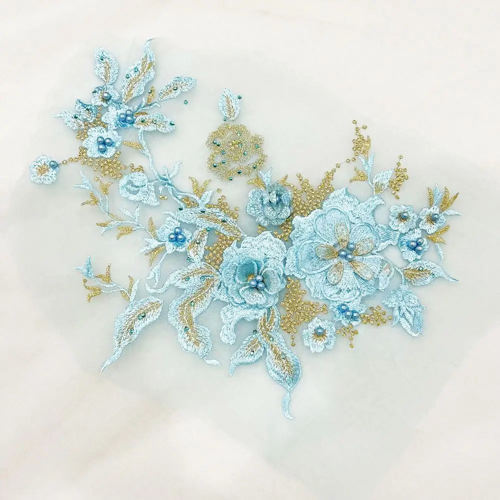 3D Flowers 3D Embroidered Patches Colorful Sequined Flower Lace Sewing On Patches Elegant Multi-functional Beaded Lace Applique