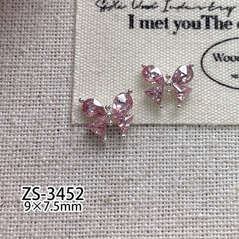 5pcs Crystal Heart-shaped Butterfly Nail Art Charms 3D Diamond Jewelry Parts DIY Manicure Decoation Rhinestones Gems